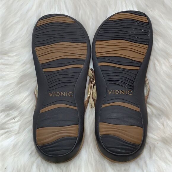 Vionic Karina Tan/Gold Orthoheel Thongs Sz 9 - Picture 6 of 6